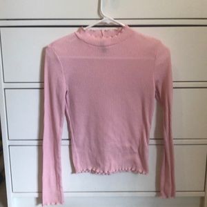 pink turtle neck